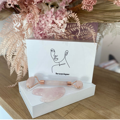 Beautique - Rose Quartz Roller & Gua Sha